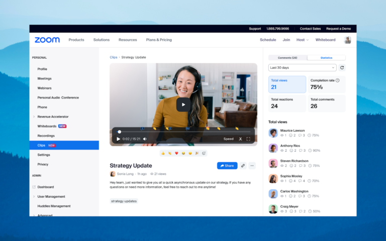 Screenshot of Zoom Clips
