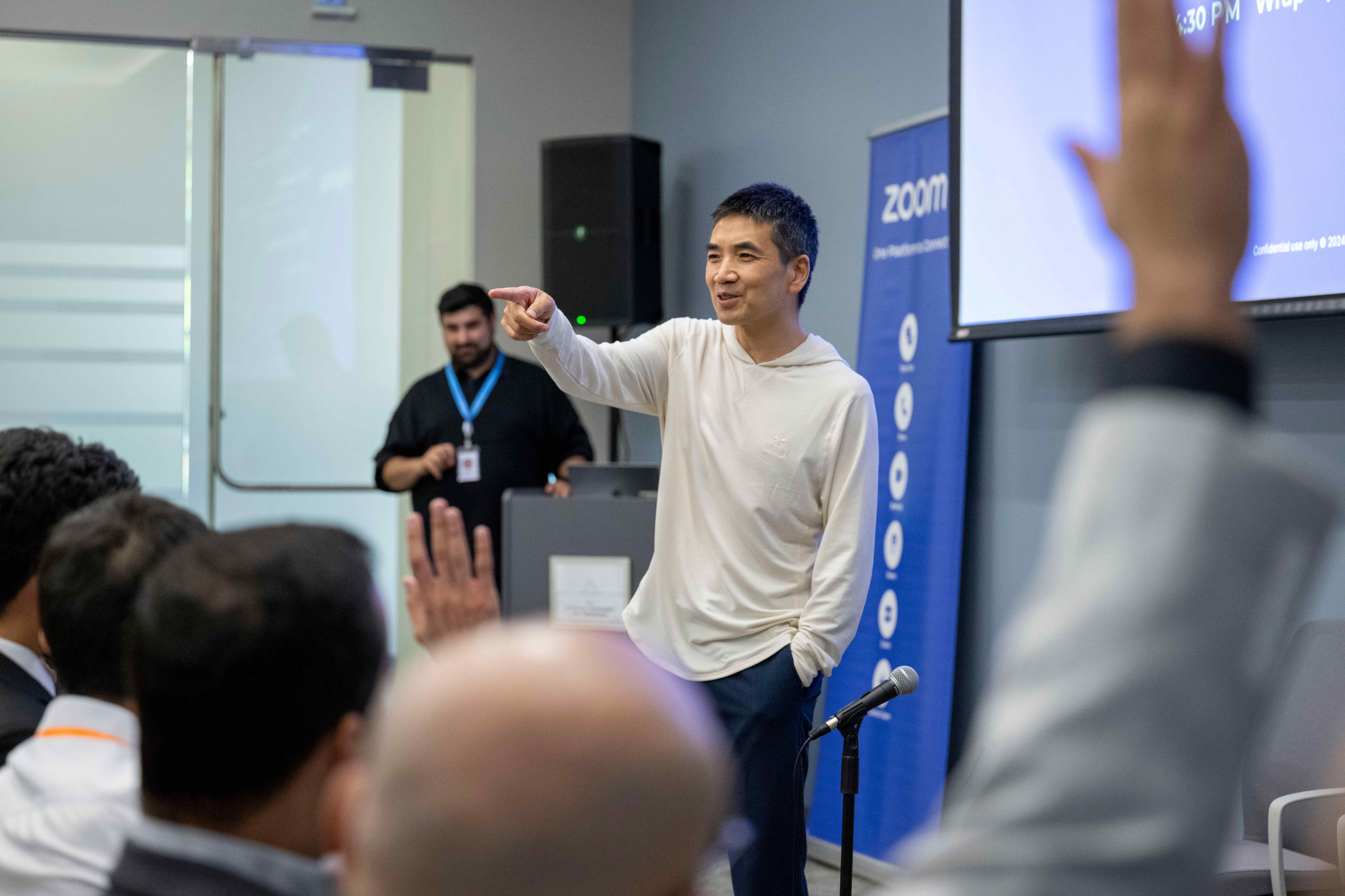 Eric Yuan answering questions from audience.