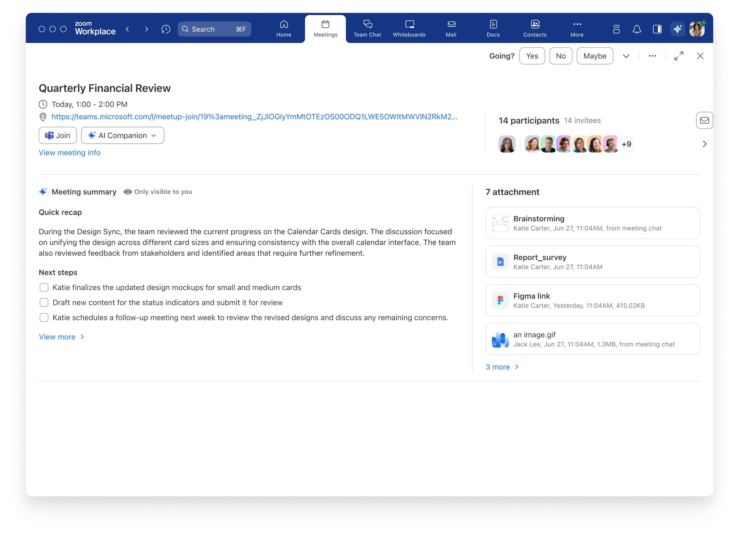 AI Companion meeting summary for Teams